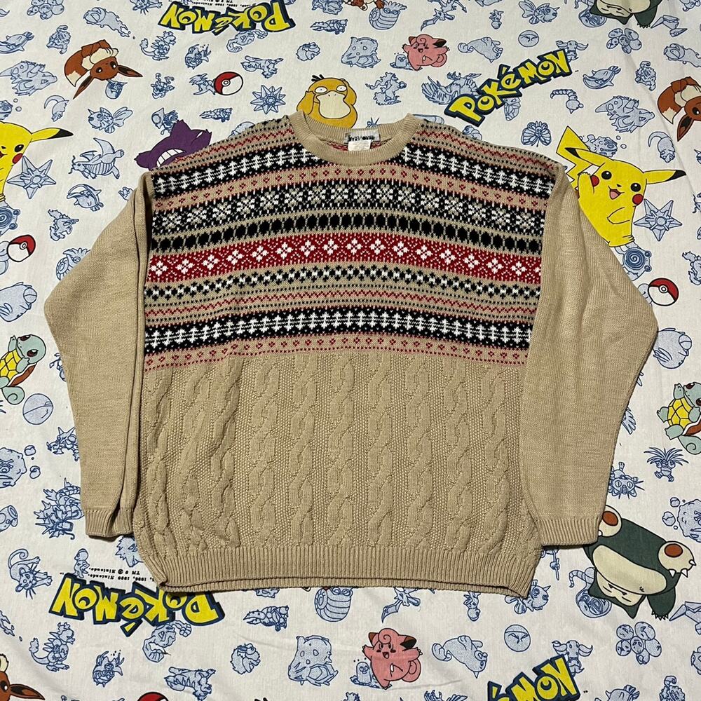 Vintage 80s Cabin Creek Tan Pattern Sweater